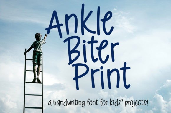 Ankle Biter Print: A Thoughtful Script Handwritten Font for Kid-Focused Content